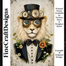 Leão Majestoso Steampunk Com Chapéu K1 Decoupagem