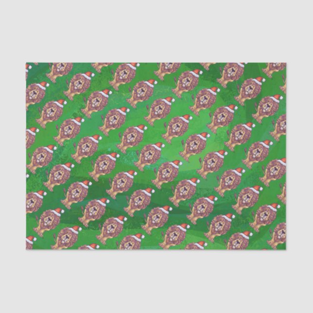 Papel De Seda Leão Natal Em Verde (Frente )