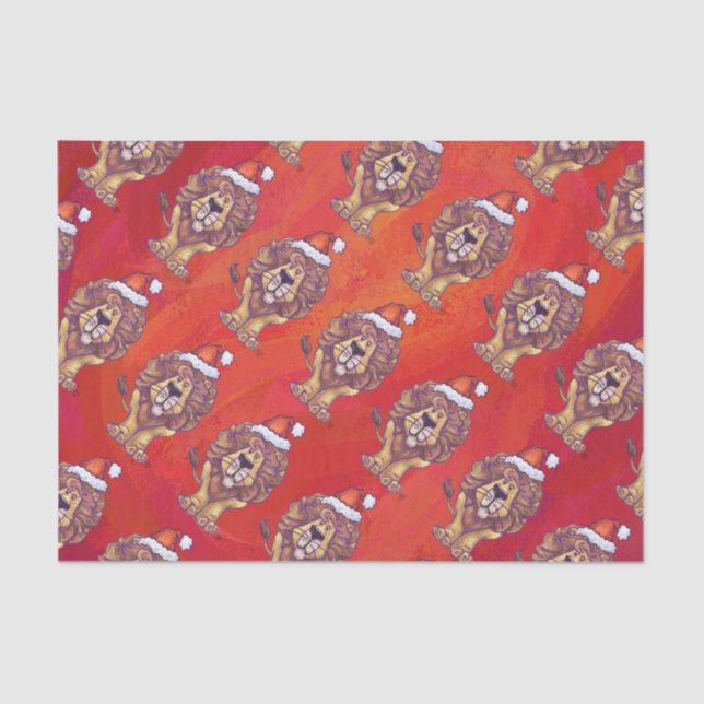 Papel De Seda Leão Natal Em Vermelho (Frente )