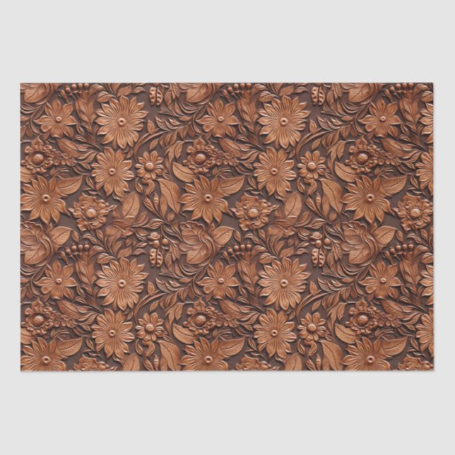 Papel De Seda Leather Brown Floral (Frente )
