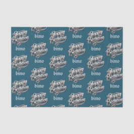 Papel De Seda legal aniversário feliz ciano elegante e luxo