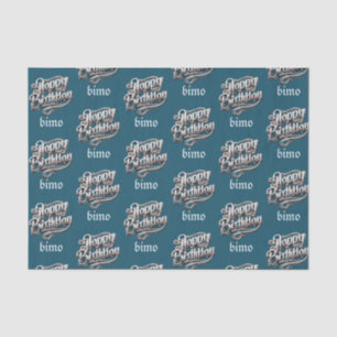 Papel De Seda legal aniversário feliz ciano elegante e luxo