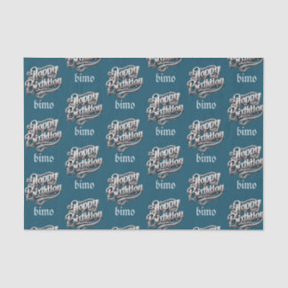 Papel De Seda legal aniversário feliz ciano elegante e luxo