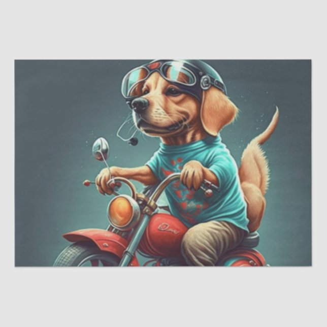 Papel De Seda Legal cão dirigindo uma moto (Frente )