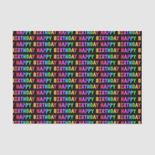 Papel De Seda Legal Feliz Aniversário, Palavra de Arte (Frente )