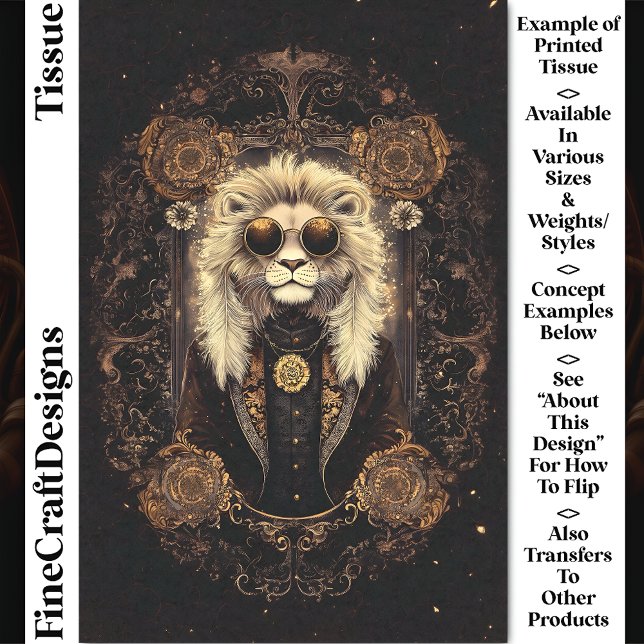 Papel De Seda Legal Lion Art Nouveau Dourado Filigree CM5 (Criador carregado)