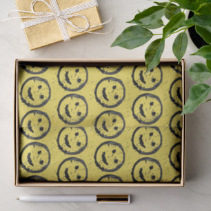 Papel De Seda Legal Sleep Happy Smiling padrão facial amarelo