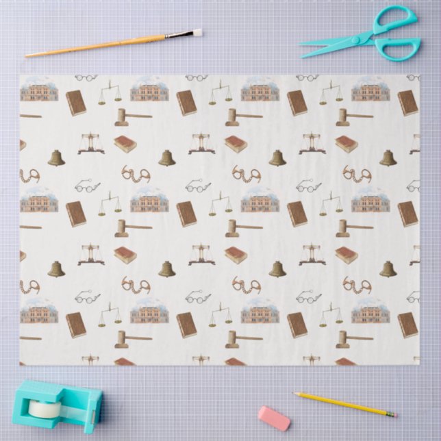 Papel De Seda Lei Escala Gavel Padrão Antiquado Jurídico (Arte )