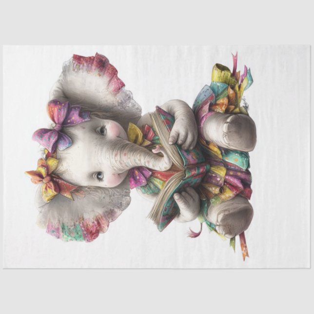 Papel De Seda Leitura de elefante Whimsical para Estudantes (Frente )