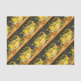 PAPEL DE SEDA LEMÕES FRUTAS DA SEASON E FLORES BRANCOS