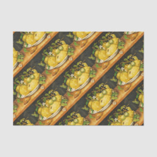 PAPEL DE SEDA LEMÕES FRUTAS DA SEASON E FLORES BRANCOS