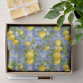 Papel De Seda Lemon Blue French Country Watercolor Tile