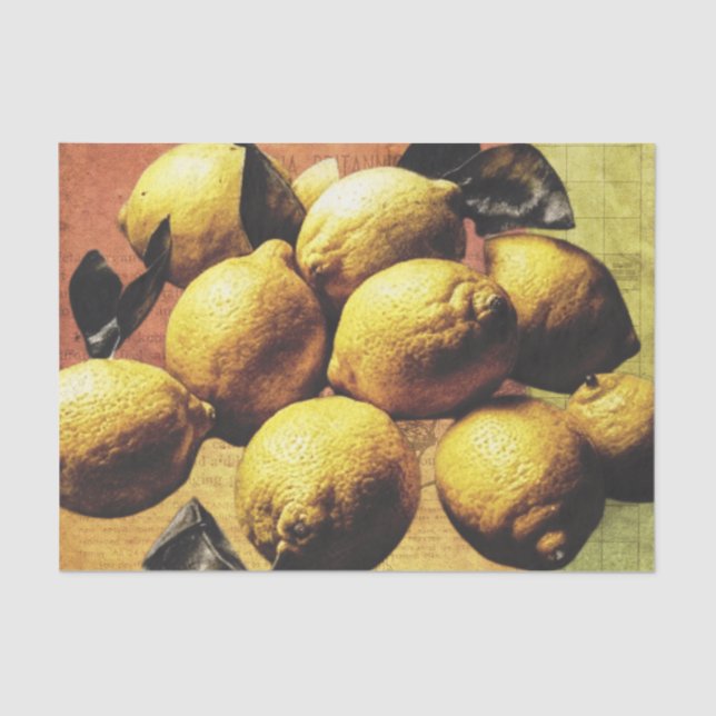 Papel De Seda Lemon fruits on old paper tissue paper (Frente )