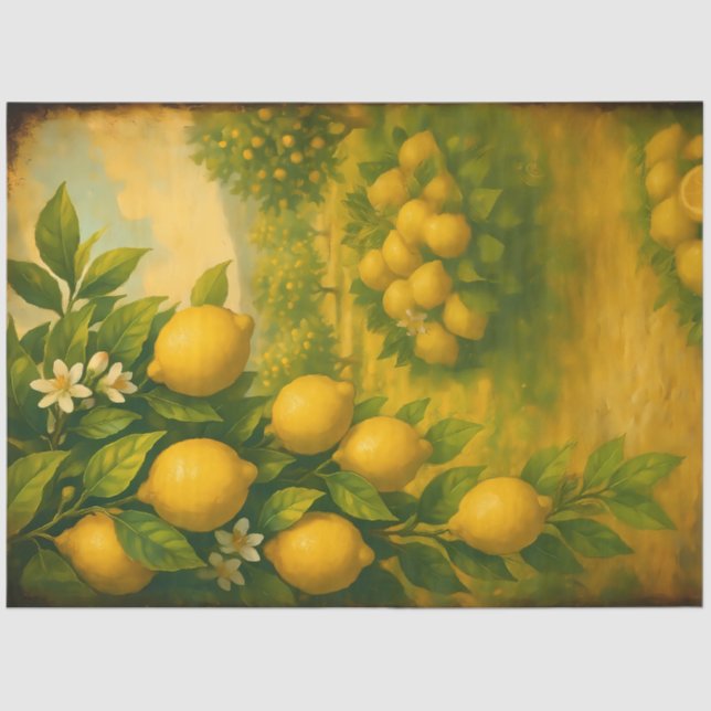 Papel De Seda Lemon Grove Orchard Decoupage (Frente )