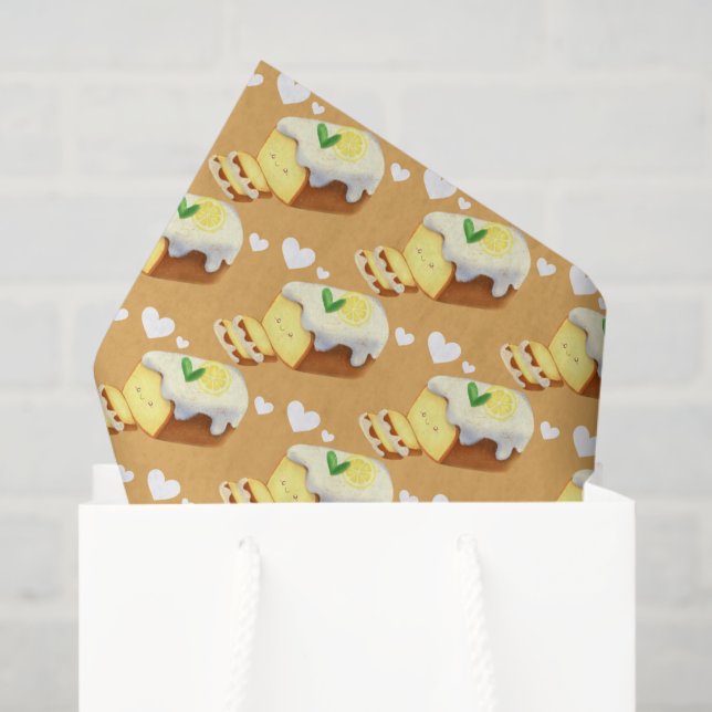 Papel De Seda Lemon Loaf Cake Bread With Icing (Sacola de presentes)