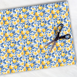 Papel De Seda Lemon Pattern Citrus Fruta Tropical Summer