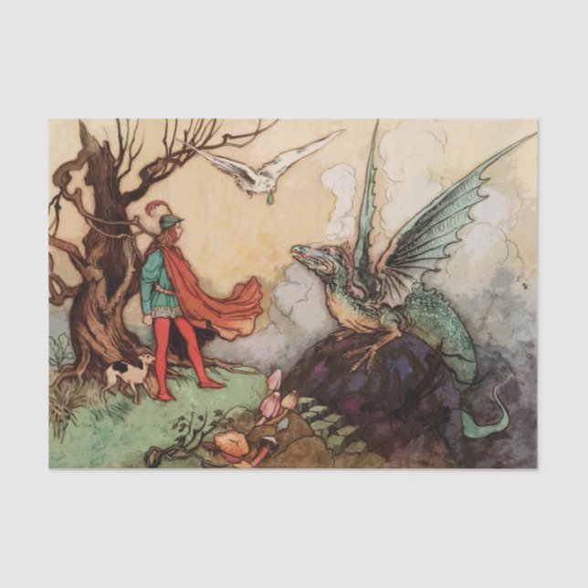 Papel De Seda lenço de fadas de dragão (Frente )