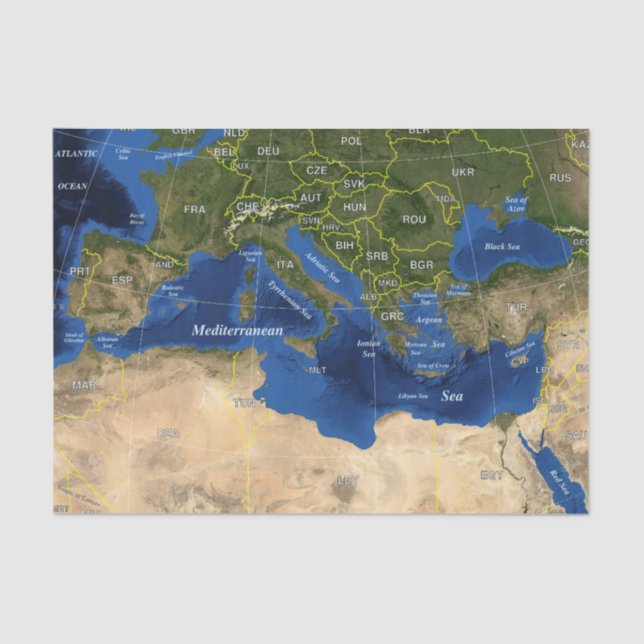 Papel De Seda lenço de mapa geográfico (Frente )