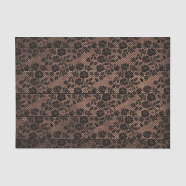 Papel De Seda Lençóis Rústicos de Madeira e Renda Floral Renda I (Frente )