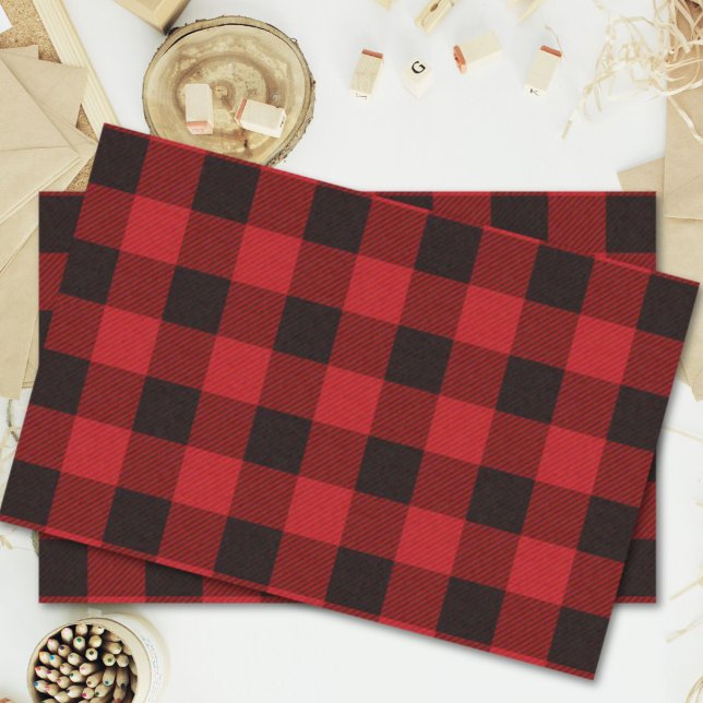 Papel De Seda lenhador rústico de inverno xadrez vermelho búfalo (rustic winter lumberjack red buffalo plaid party tissue paper)