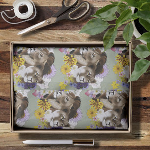 Papel De Seda Leoa Floral Verde