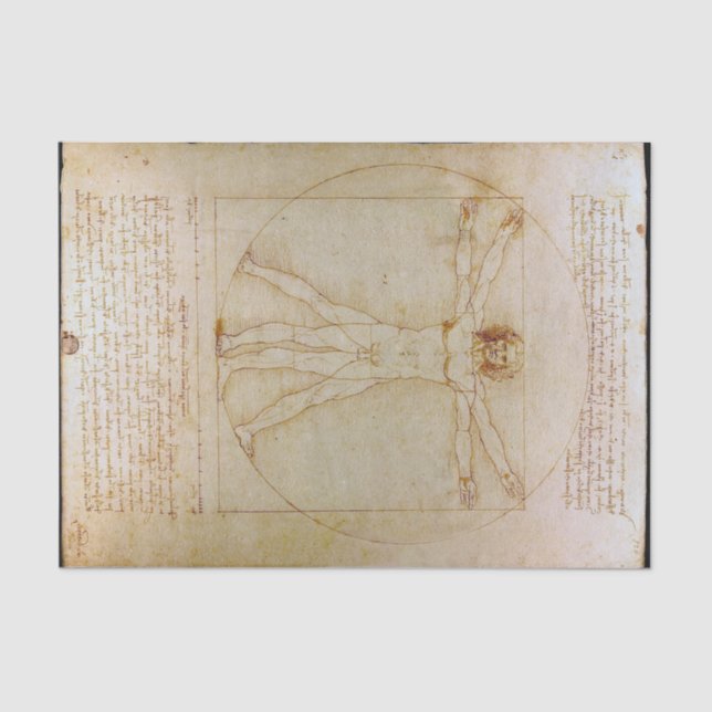 Papel De Seda Leonardo Da Vinci, O Homem Vitruviano, Renascença (Frente )