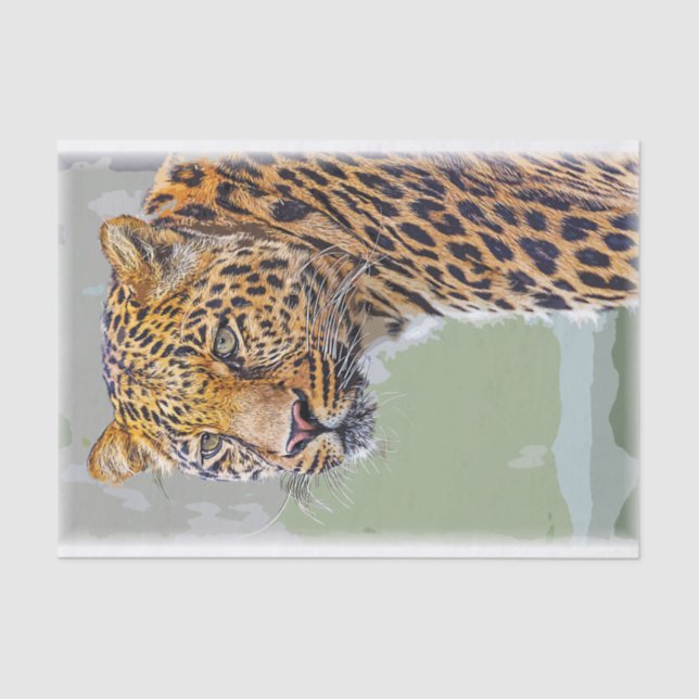 Papel De Seda Leopard Cat Willife Watercolor (Frente )