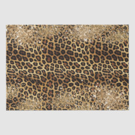 Papel De Seda Leopard Imprima Largura Glitzy Sparkle Dourada