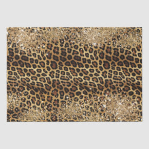 Papel De Seda Leopard Imprima Largura Glitzy Sparkle Dourada