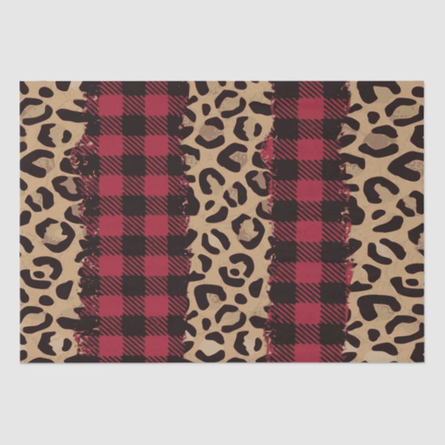 Papel De Seda Leopard safari Buffalo Plaid Christmas  (Frente )