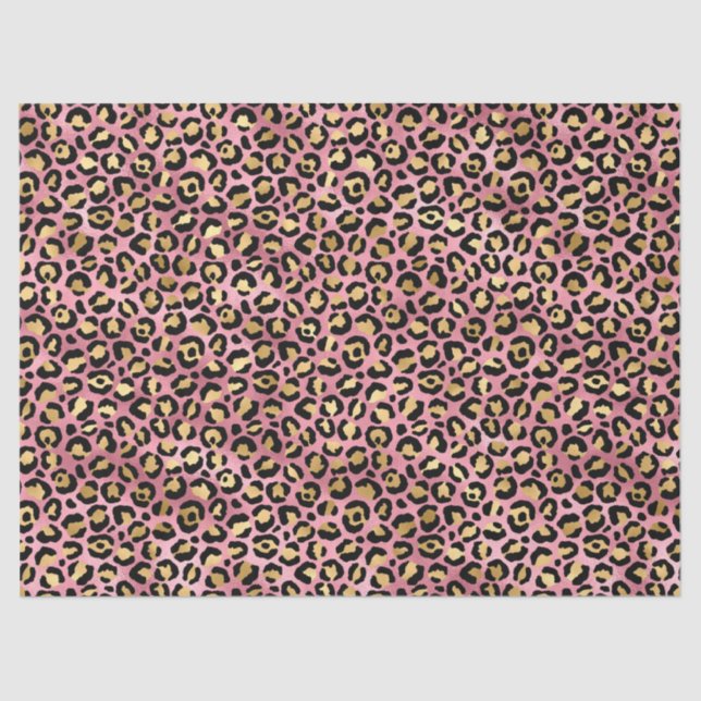 Papel De Seda Leopard Series Design 15 rosa e Dourada (Frente )