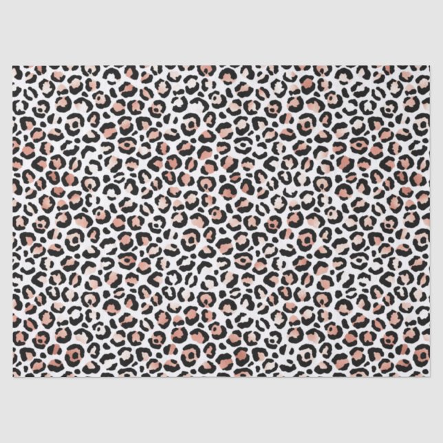 Papel De Seda Leopardo branco preto rosa rosa rosa   (Frente )