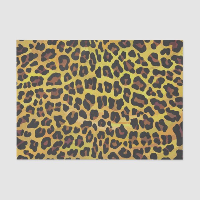 Papel De Seda Leopardo Castanho e Impressão Amarelo (Frente )