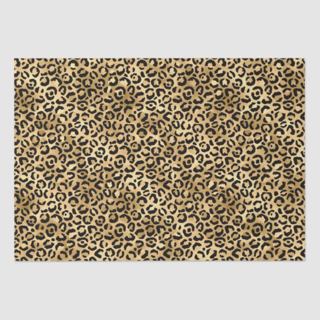 Papel De Seda Leopardo de Ouro Preto Estampa de Animal  (Frente )