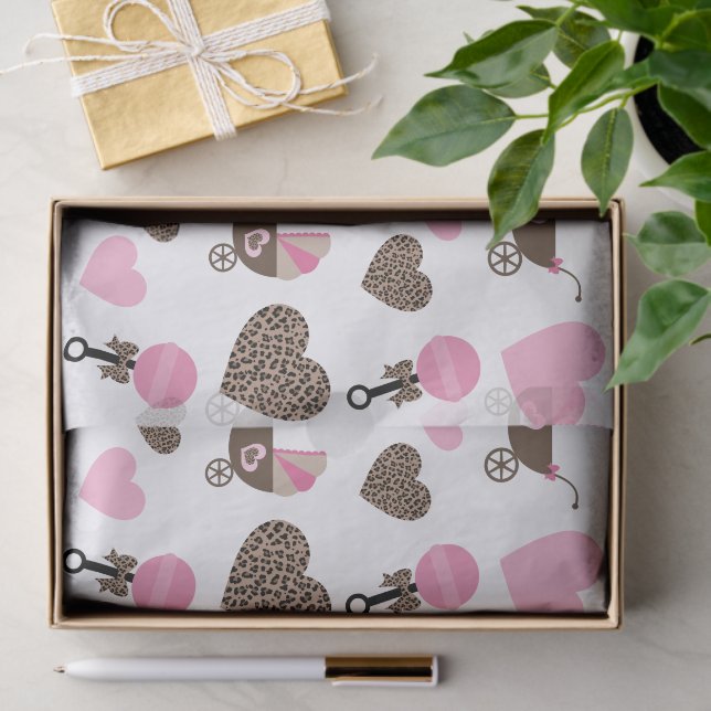 Papel De Seda Leopardo e Bebê Rosa (Presente)
