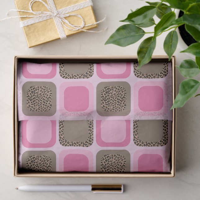 Papel De Seda Leopardo e Rosa Padrão (Presente)