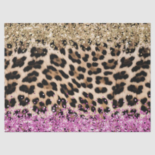 Papel De Seda Leopardo Imprime Dourada Glitzy Rosa Glitzy