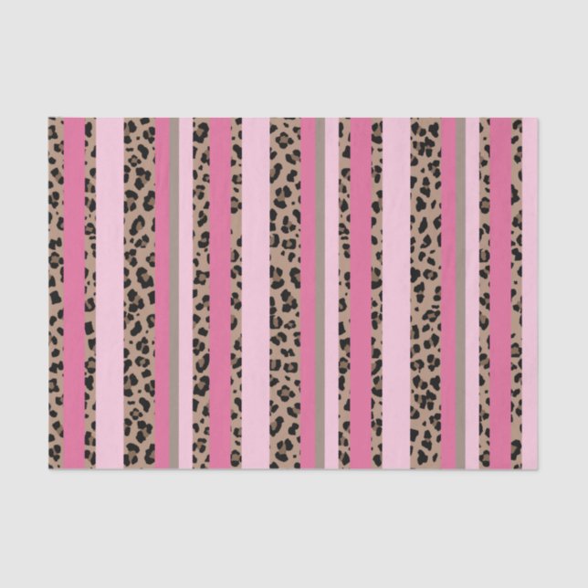 Papel De Seda Leopardo Listrado e Rosa (Frente )