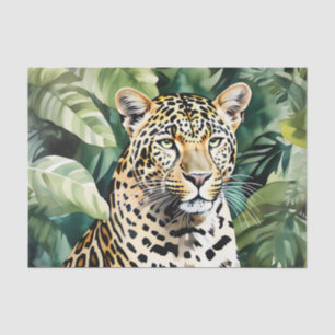 Papel De Seda Leopardo Na Folhagem Da Selva De Lush