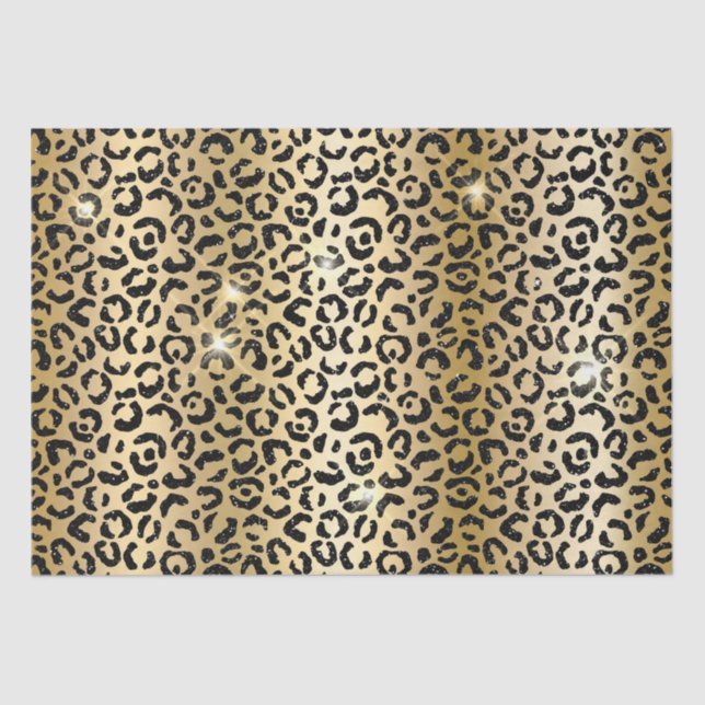 Papel De Seda Leopardo negro Dourado (Frente )