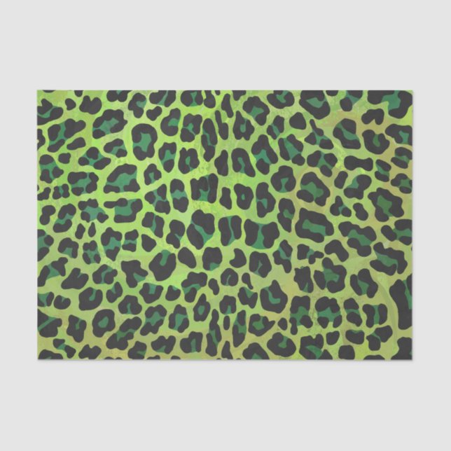 Papel De Seda Leopardo Negro e Impressão Verde (Frente )