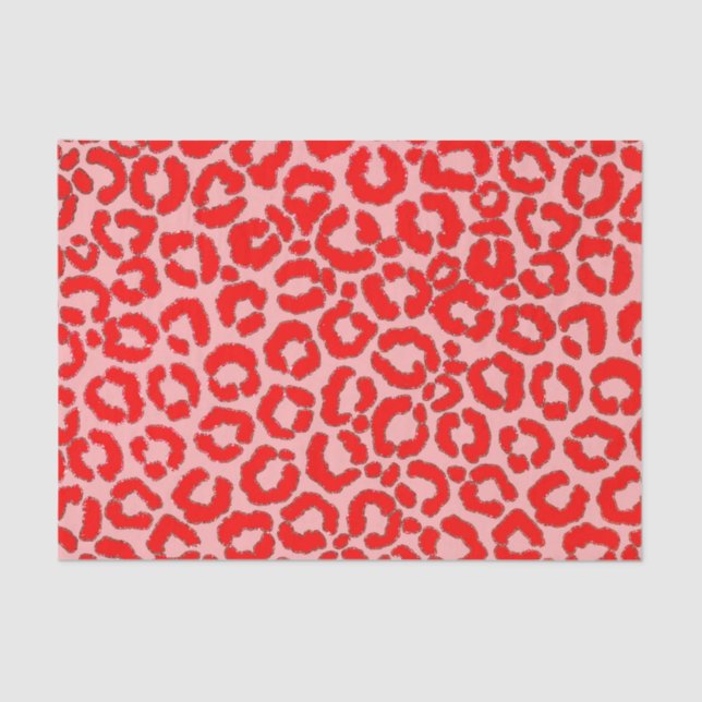 Papel De Seda Leopardo Vermelho Cor-de-rosa-rosa-preto-escuro (Frente )