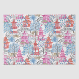 Papel De Seda Leopardos do partido na floresta de Pagoda em rosa