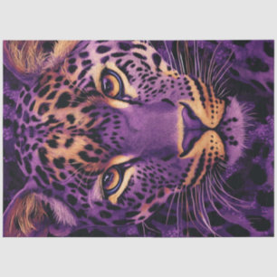 Papel De Seda Leopardos Roxos Vibrantes De Desacoplamento Face A