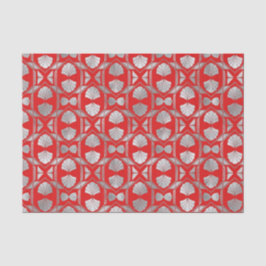 Papel De Seda Leque Art Déco Vermelho Prata