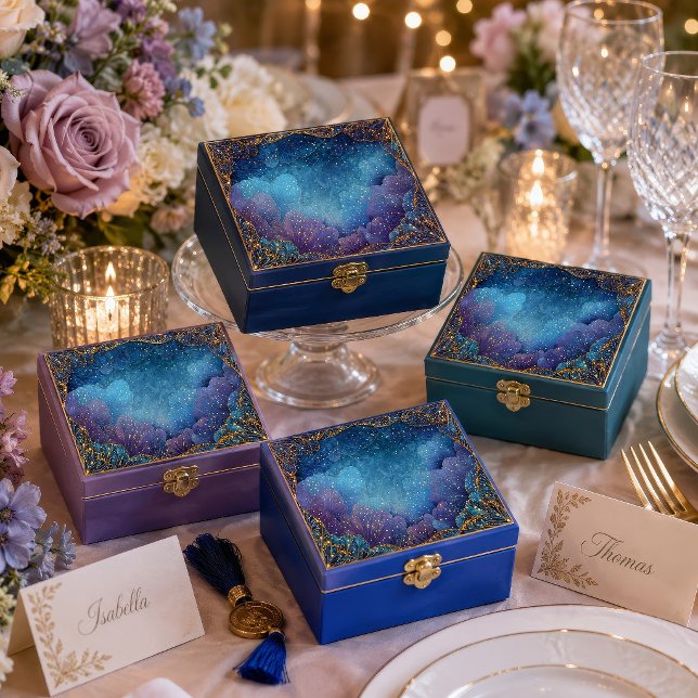 Papel De Seda Leque Índigo Celestial com Fio de Ouro em Filigran (Criador carregado)