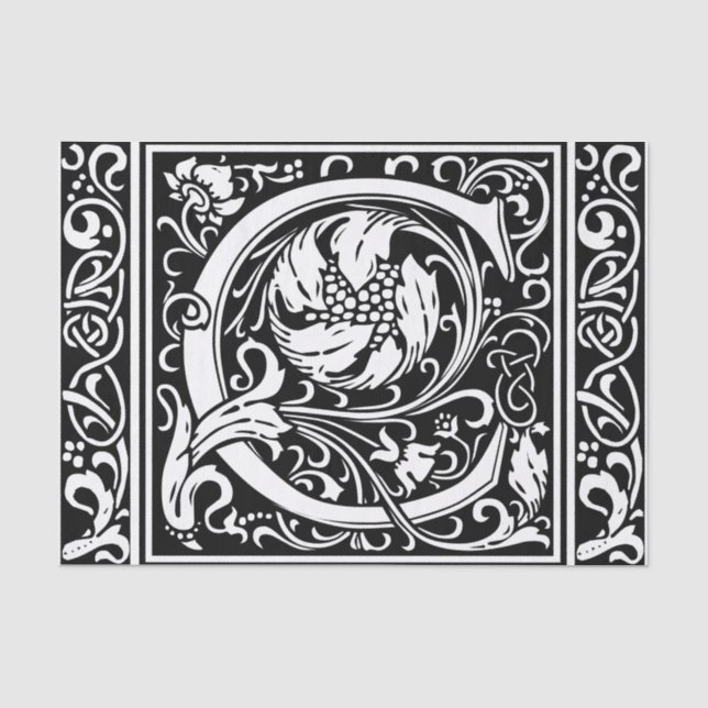 Papel De Seda Letra C Monograma Medieval Arte Nova (Frente )