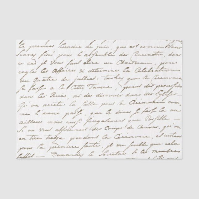 Papel De Seda Letra com Escrita Manual em Francês Dourada Decoup (Frente )