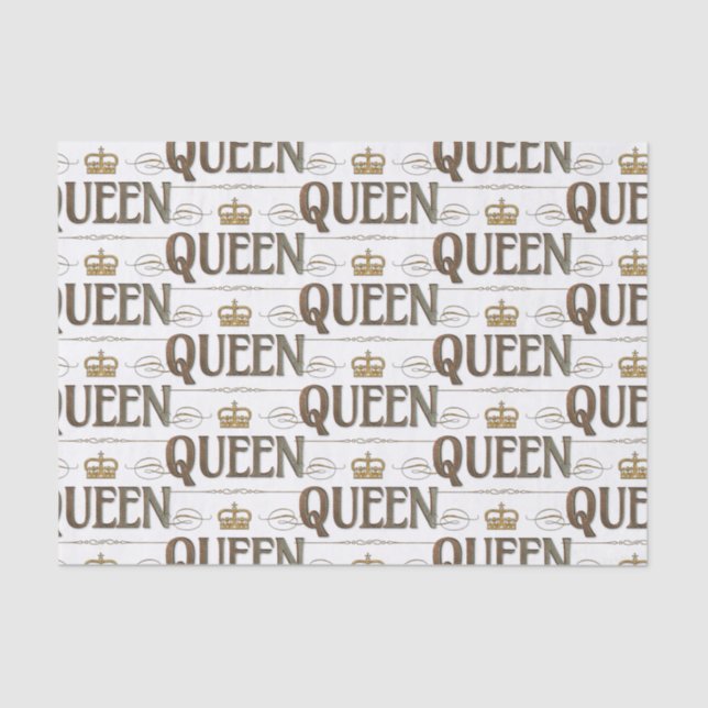 Papel De Seda Letra de Caligrafia QUEEN - Real Rico Elegante (Frente )