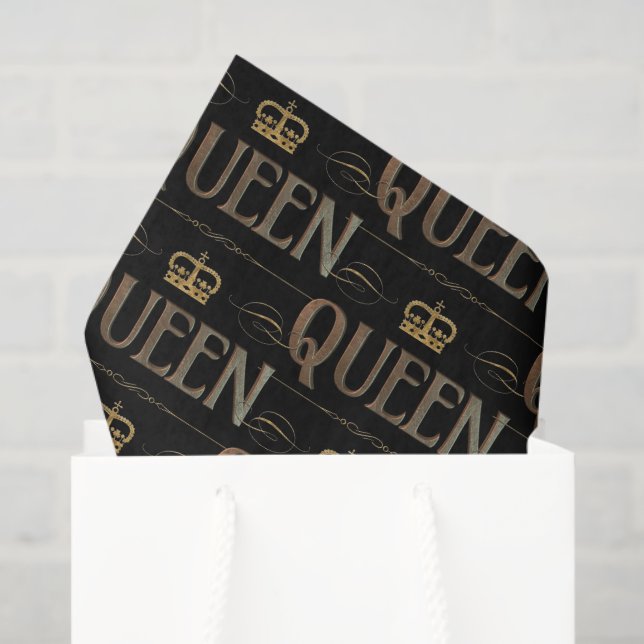 Papel De Seda Letra de Caligrafia QUEEN - Real Rico Elegante (Sacola de presentes)